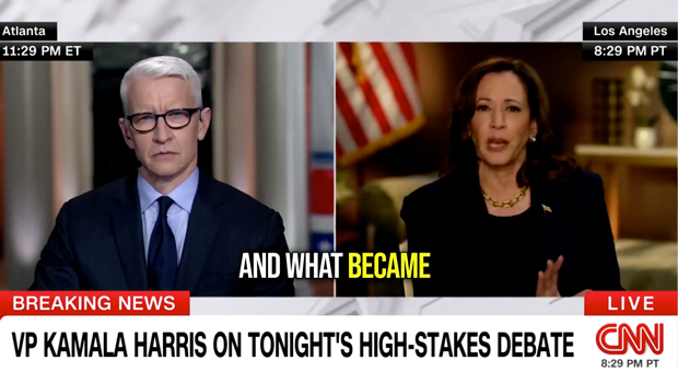 Anderson Cooper Fact-Checks Kamala Harris after She Claims Biden 'Won on Substance' at Debate